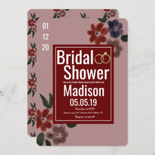 Vintage Burgundy Blue Blush Botany Bridal Shower Invitation