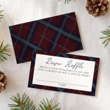 Vintage Burgundy Blue Tartan Diaper Raffle