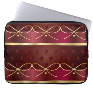 Vintage Burgundy Colour Decor Luxury Gold Pattern Laptop Sleeve