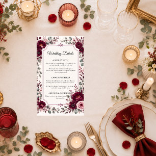 Vintage Burgundy Floral Wedding Enclosure Card