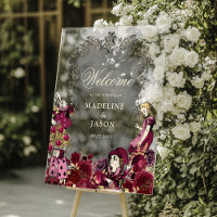 Vintage Burgundy Gold Alice in Wonderland Wedding