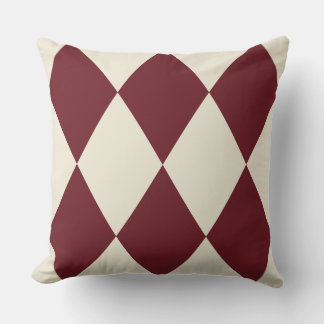 Vintage Burgundy Harlequin Diamond Pattern | Retro Cushion