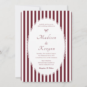 Vintage burgundy Personalised Wedding Invitation