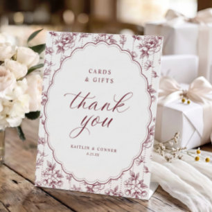 Vintage Burgundy Red Oval Cards & Gifts Wedding Pedestal Sign