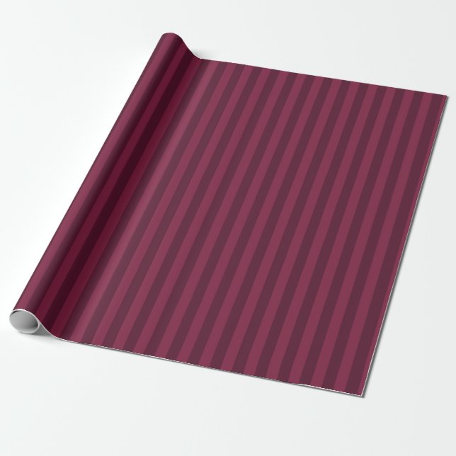 Vintage Burgundy Red Stripes Wrapping Paper (Unrolled)