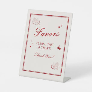 Vintage Burgundy Valentine Bridal Shower Favor Pedestal Sign