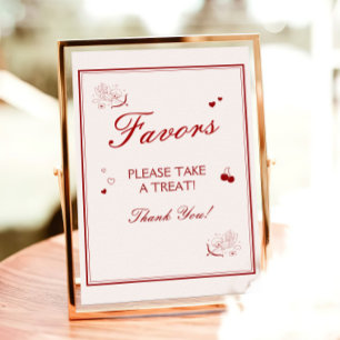 Vintage Burgundy Valentine Bridal Shower Favor Poster