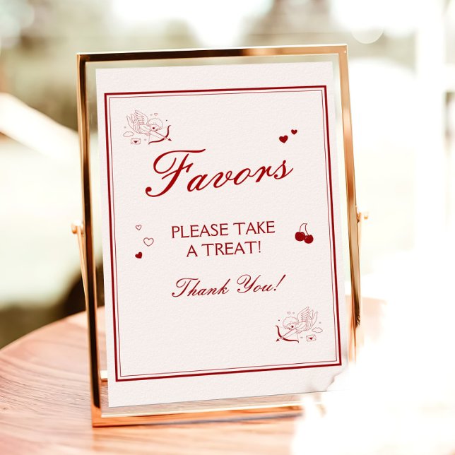 Vintage Burgundy Valentine Bridal Shower Favor Poster (Creator Uploaded)