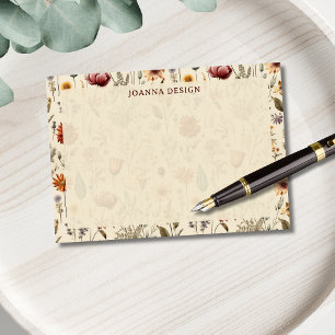 Vintage Burgundy Wildflower Modern Personalized Post-it Notes