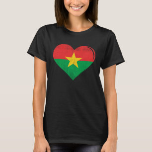 Vintage Burkina Faso Flag Heart T-Shirt
