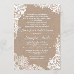 Vintage Burlap and Lace Bridal Shower Invitation