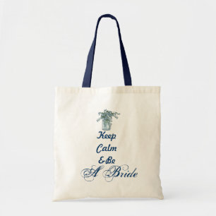 vintage burlap blue flowers french country wedding tote bag