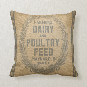 Vintage Burlap Feed Sack Cushion