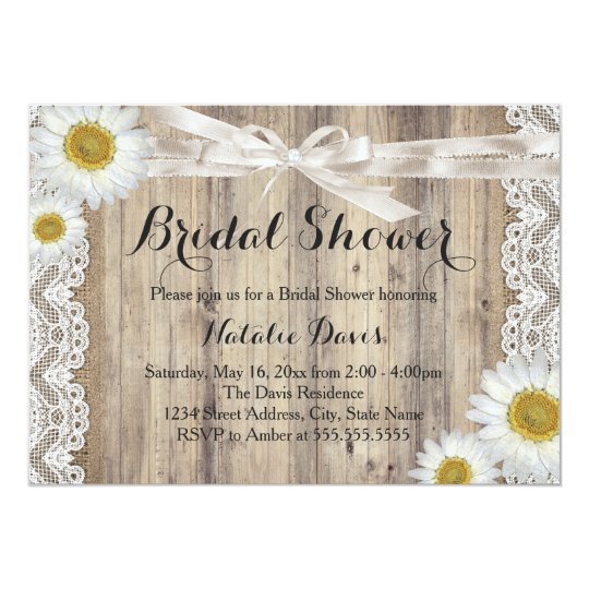 Vintage Burlap Lace & Daisy Bridal Shower Invite
