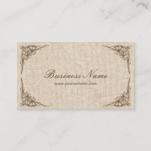 Vintage Burlap Personal Shopper Business Card (Front)
