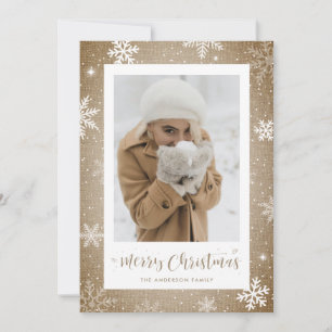 Vintage Burlap Photo Christmas Cards