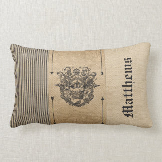 Vintage Burlap Stylish Personalised Lumbar Cushion