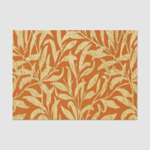 Vintage Burnt Orange and Gold Leaves Autumn Fall Tissue Paper
