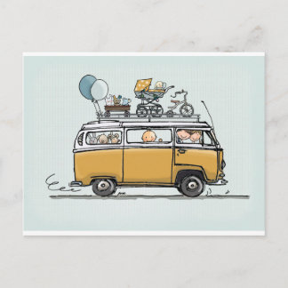 Vintage bus with baby postcard