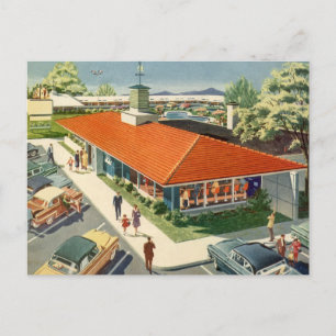 Vintage Business, 50s Family Restaurant Diner Postcard