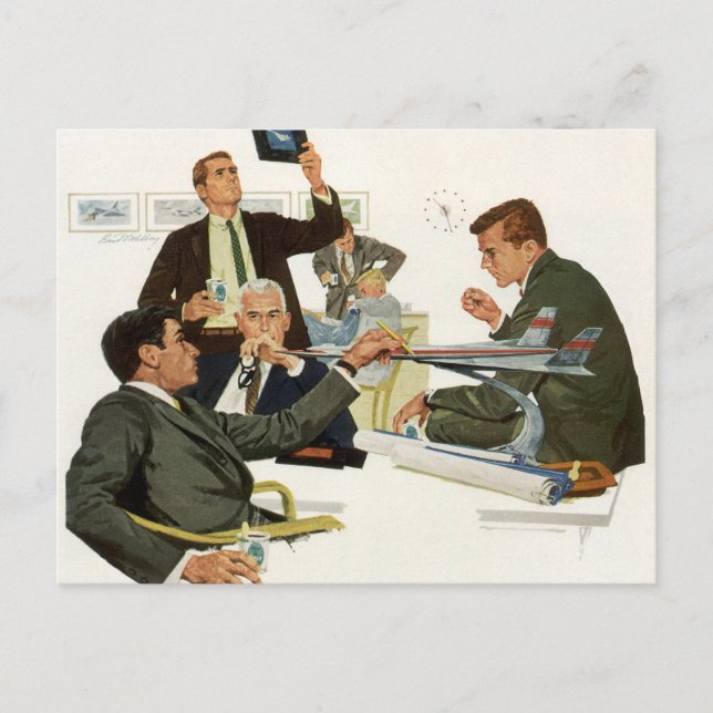 Vintage Business, Airline Executives Meeting Postcard (Front)