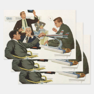 Vintage Business, Airline Executives Meeting Wrapping Paper Sheet