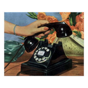 Vintage Business, Antique Phone with Rotary Dial Poster