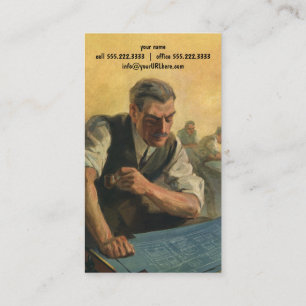 Vintage Business Architect and Building Blueprints Card