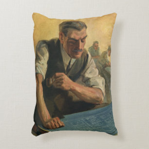 Vintage Business Architect and Building Blueprints Decorative Cushion