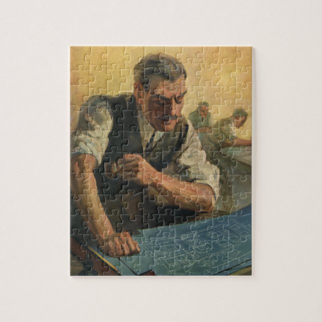 Vintage Business Architect and Building Blueprints Jigsaw Puzzle (Vertical)