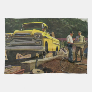 Vintage Business Architect Construction Contractor Tea Towel