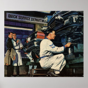 Vintage Business Auto Mechanic, Car Repair Service Poster