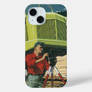 Vintage Business, Construction Site with Surveyor iPhone 15 Case