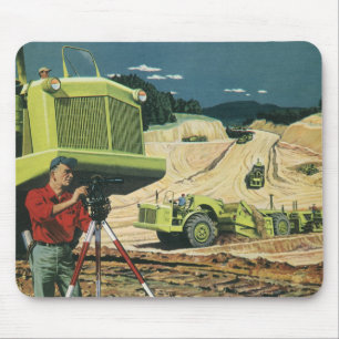 Vintage Business, Construction Site with Surveyor Mouse Pad