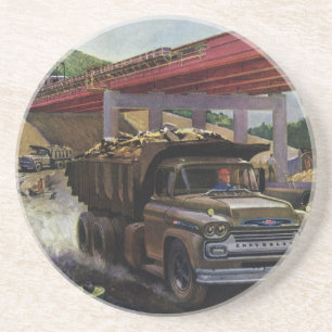 Vintage Business Dump Truck at a Construction Site Coaster