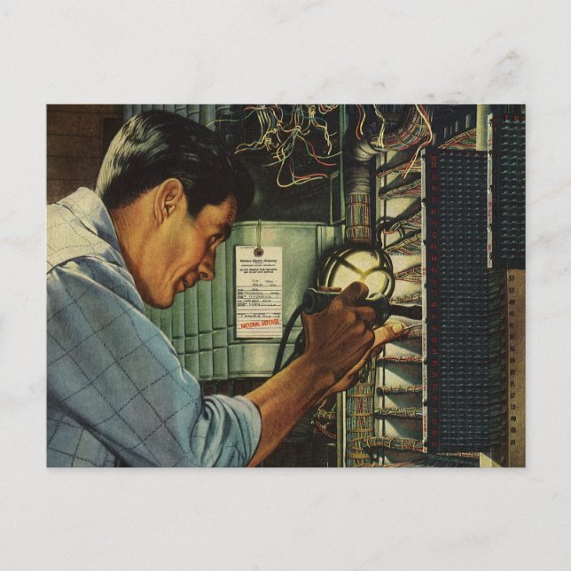 Vintage Business Electrician Circuit Breaker Panel Postcard (Front)
