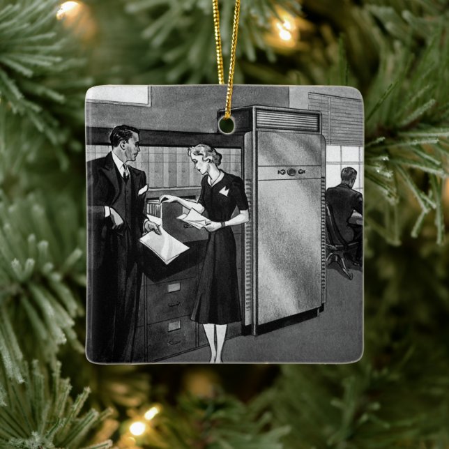 Vintage Business, Executive Businessmen Office Ceramic Ornament (Tree)