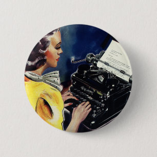 Vintage Business Executive Secretary Typing Letter 6 Cm Round Badge