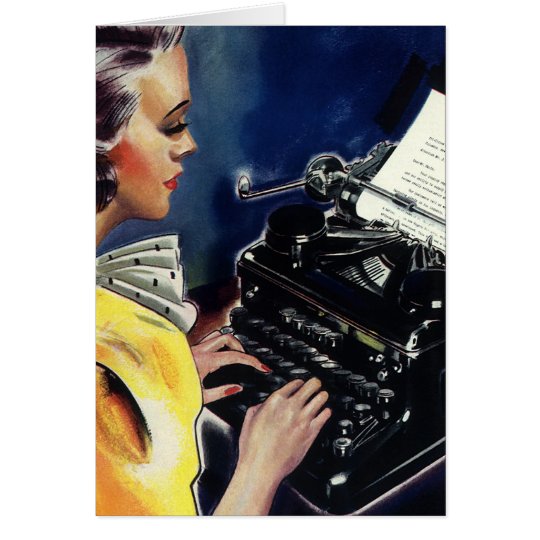 Vintage Business Executive Secretary Typing Letter Card