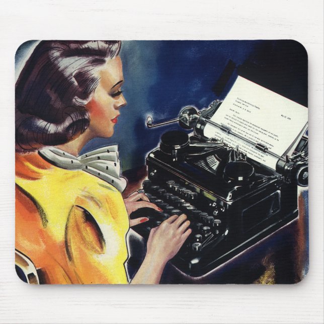 Vintage Business Executive Secretary Typing Letter Mouse Pad (Front)