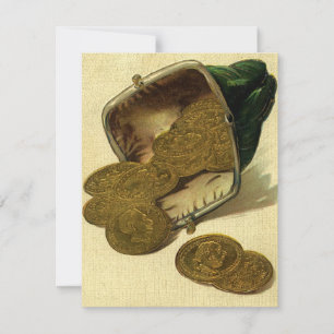 Vintage Business Finance, Gold Coin Money in Purse