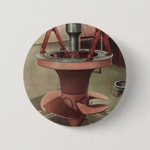 Vintage Business, Giant Water Turbine Energy 6 Cm Round Badge
