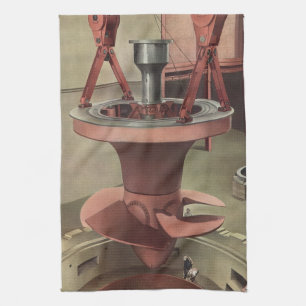 Vintage Business, Giant Water Turbine Energy Tea Towel