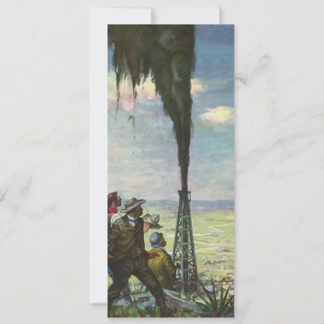 Vintage Business, Gushing Oil Well with Workers (Front)