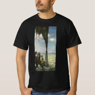 Vintage Business, Gushing Oil Well with Workers T-Shirt