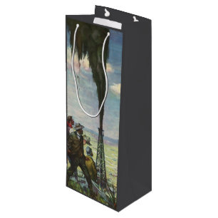 Vintage Business, Gushing Oil Well with Workers Wine Gift Bag