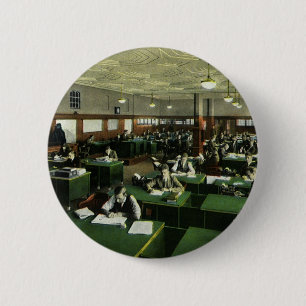 Vintage Business, Journalists in Newspaper Office 6 Cm Round Badge