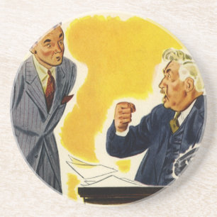 Vintage Business, Mad CEO Executive Boss Employee Coaster