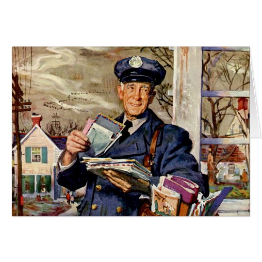 Vintage Business, Mailman Delivering Mail Letters Card