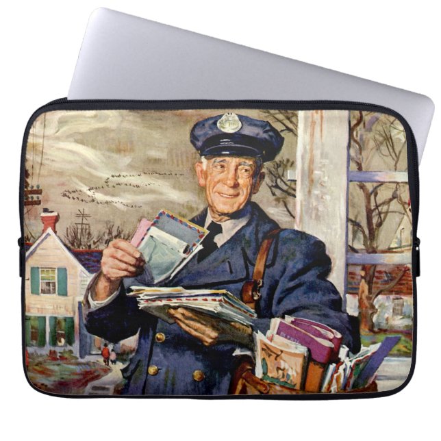 Vintage Business, Mailman Delivering Mail Letters Laptop Sleeve (Front)